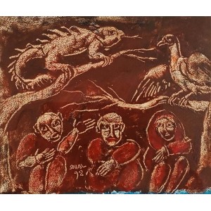 Tassaduq Sohail, 5.4 x 6.4 Inch, Oil on Paper, Figurative Painting, AC-TS-037